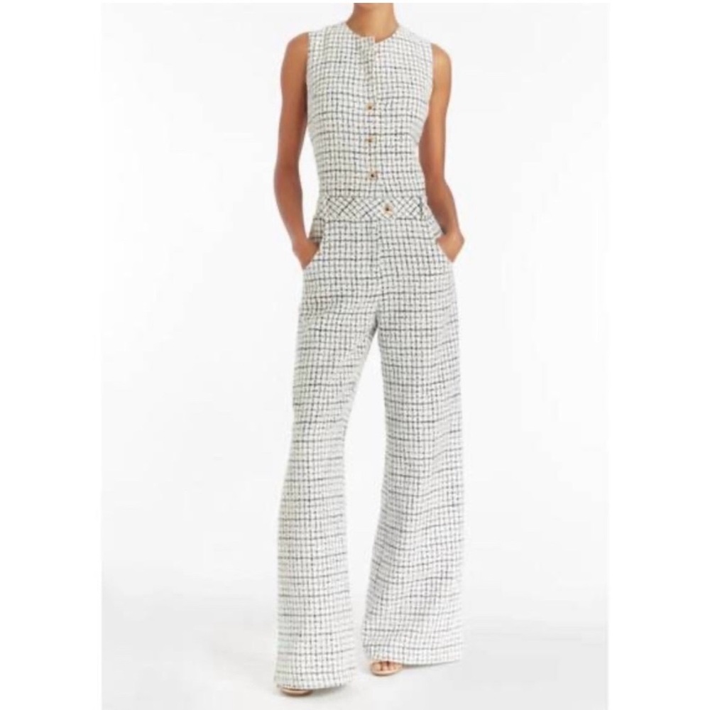 Amanda Uprichard Classic White & Black Tweed Shift Jumpsuit